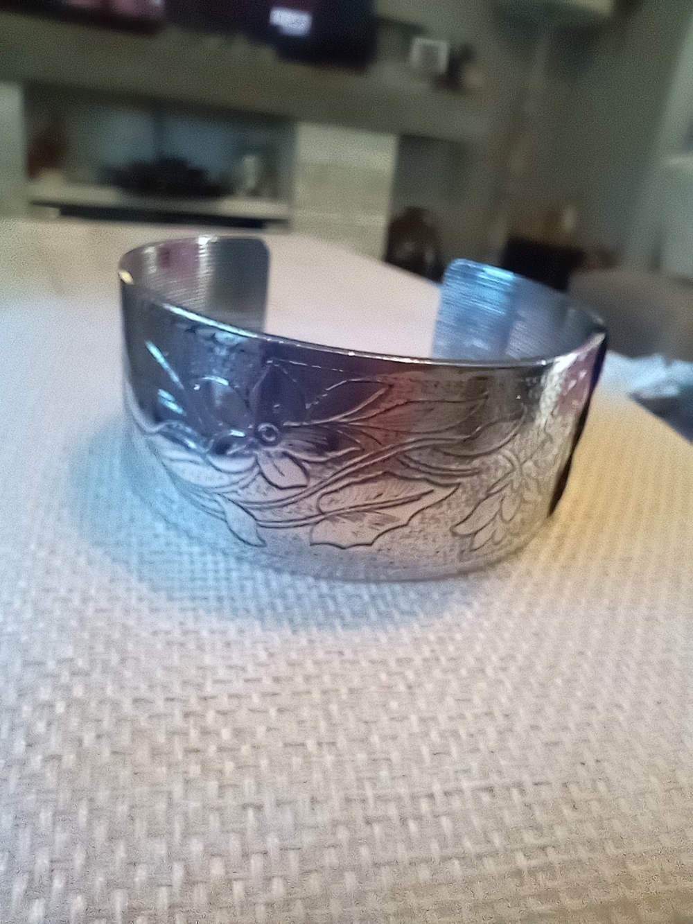 paparazzi Silver Floral Etched Cuff Bracelet